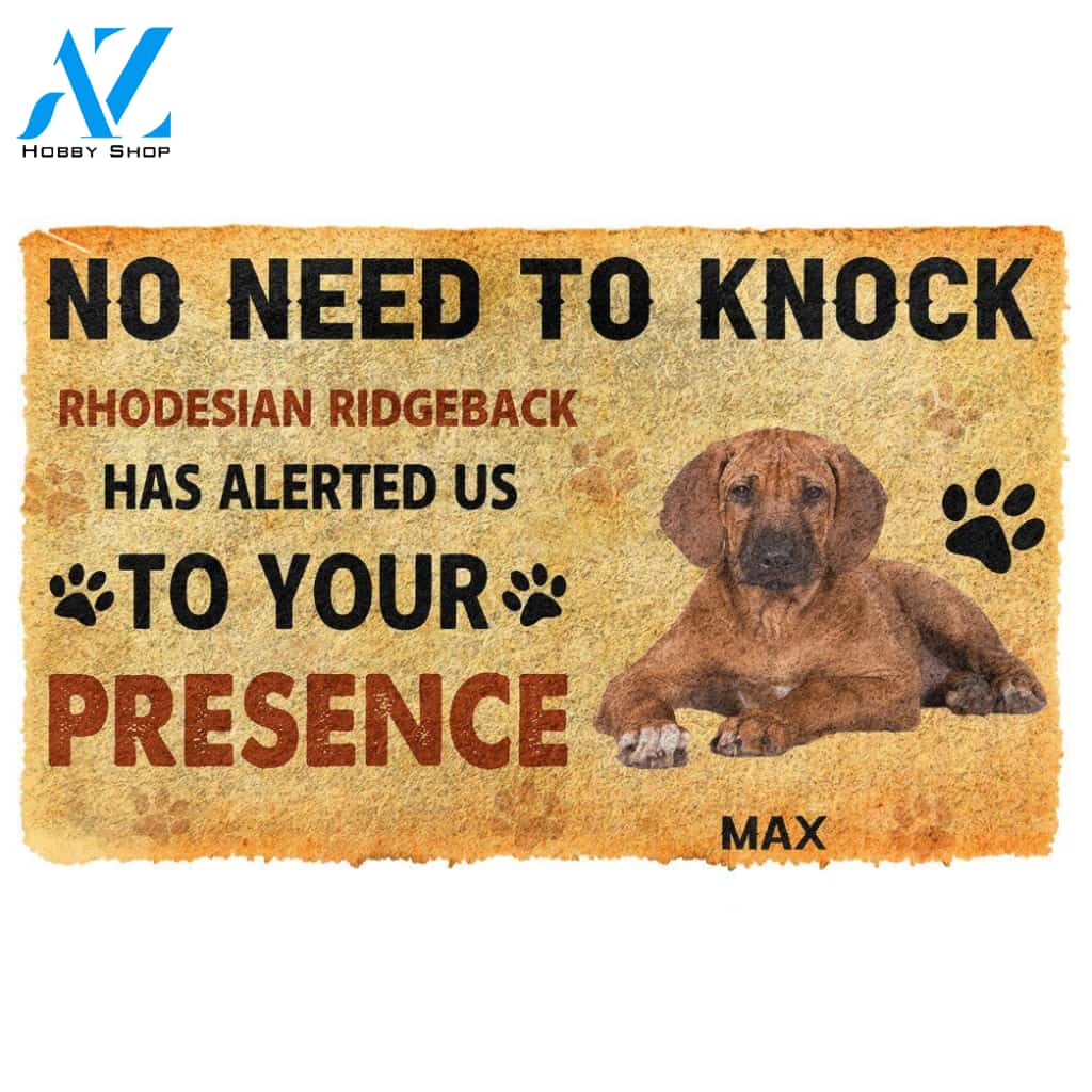 Gearhumans Gearhuman 3D No Need To Knock Rhodesian Ridgeback Dog Custom Name Doormat