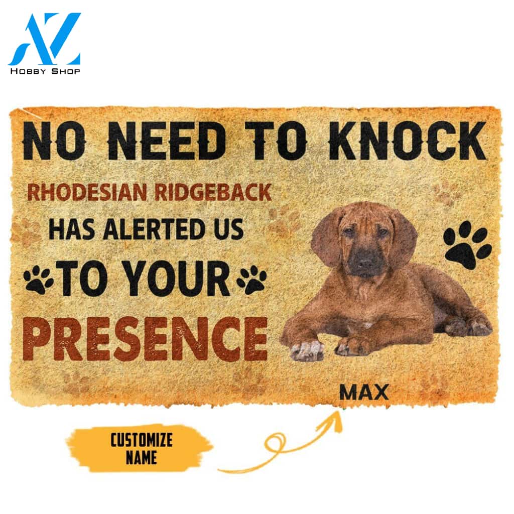 Gearhumans Gearhuman 3D No Need To Knock Rhodesian Ridgeback Dog Custom Name Doormat