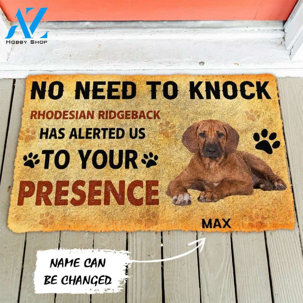 Gearhumans Gearhuman 3D No Need To Knock Rhodesian Ridgeback Dog Custom Name Doormat