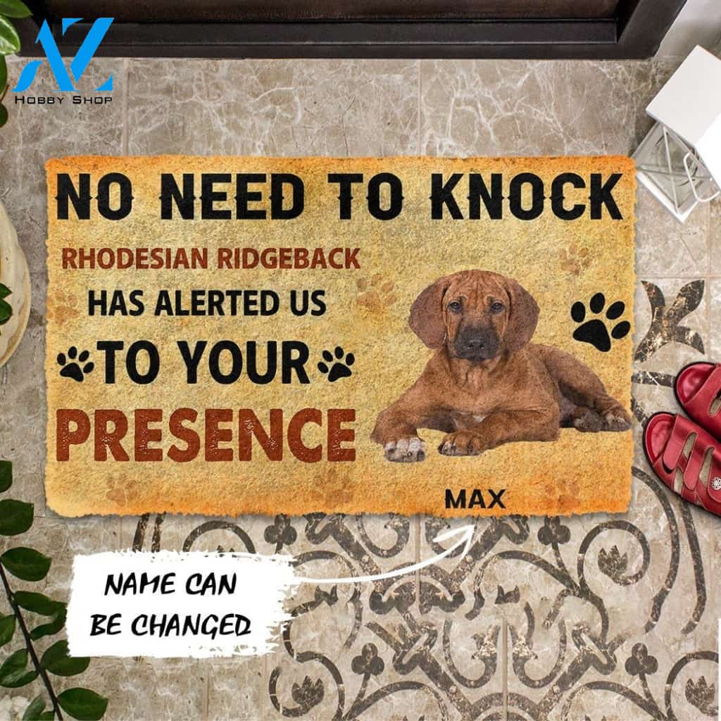 Gearhumans Gearhuman 3D No Need To Knock Rhodesian Ridgeback Dog Custom Name Doormat