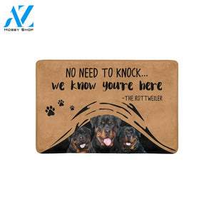 NO NEED TO KNOCK ROTTWEILER Doormat 23.6" x 15.7" | Welcome Mat | House Warming Gift