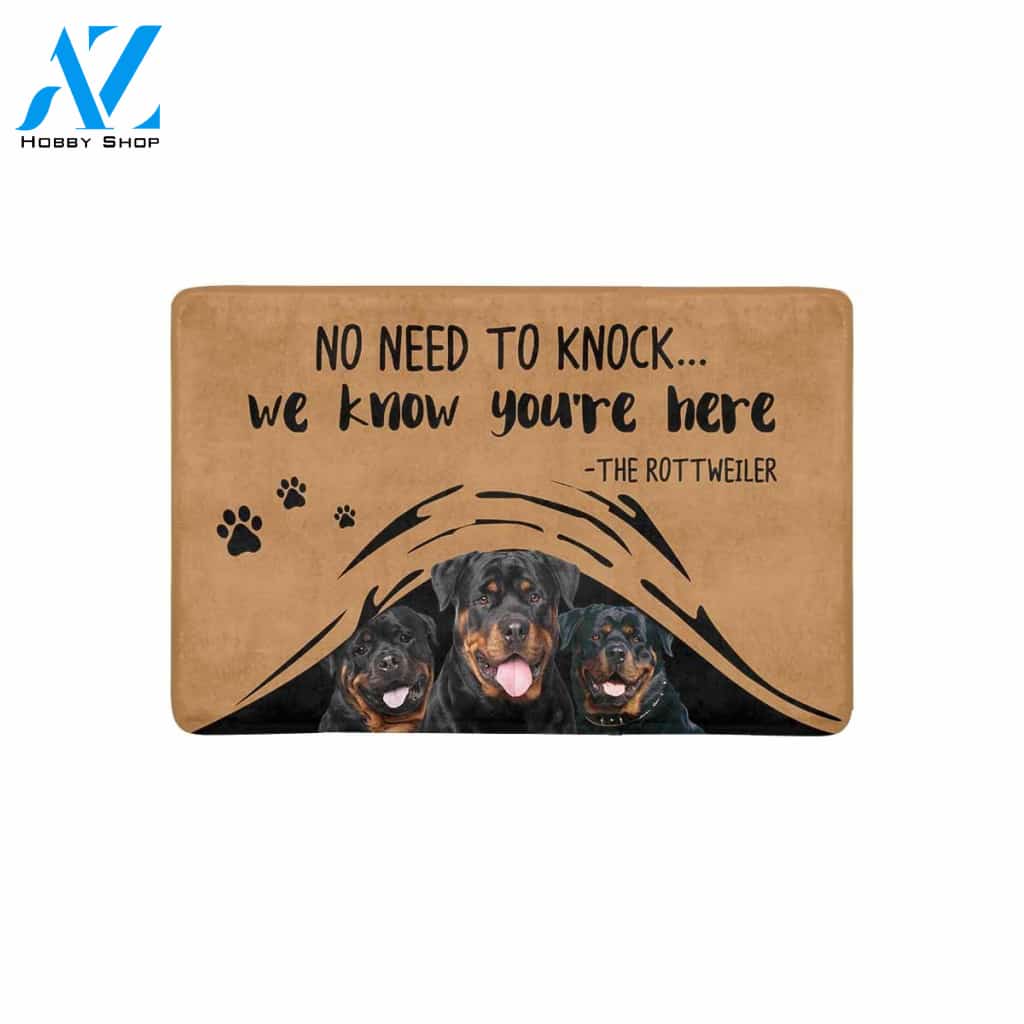 NO NEED TO KNOCK ROTTWEILER Doormat 23.6" x 15.7" n | Welcome Mat | House Warming Gift