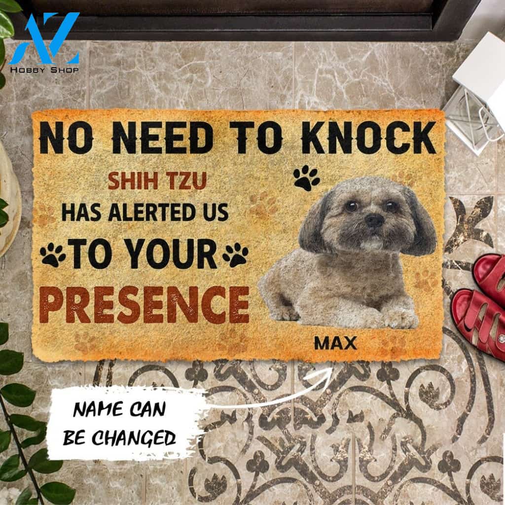 Gearhumans Gearhuman 3D No Need To Knock Shih Tzu Dog Custom Name Doormat