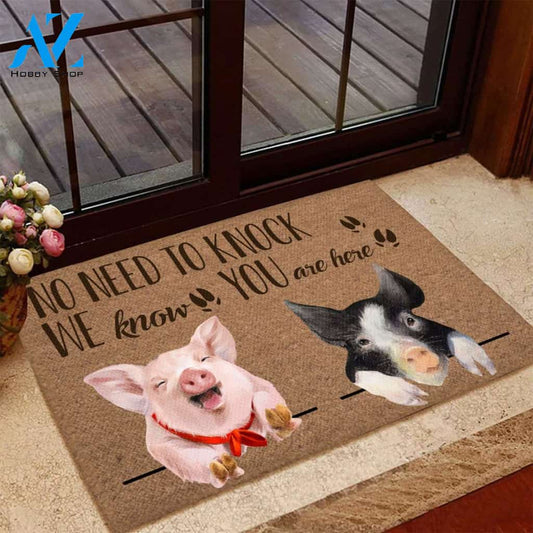 No Need To Knock We are You Are Here Pig Easy Clean Welcome DoorMat | Felt And Rubber | DO2359