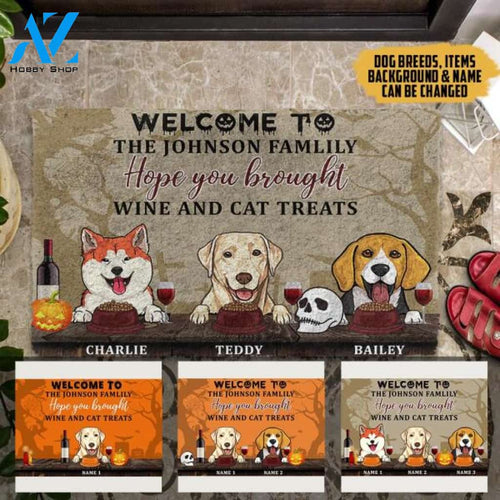 No Need To Knock We Know You Are Here Dog Halloween Version Personalized Doormat