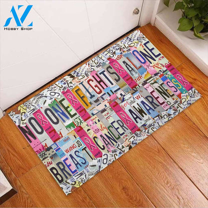 No One Fights Alone - Breast Cancer Awareness Doormat, Gift For Family Friends Birthday Gift Home Decor Warm House Gift Welcome Mat