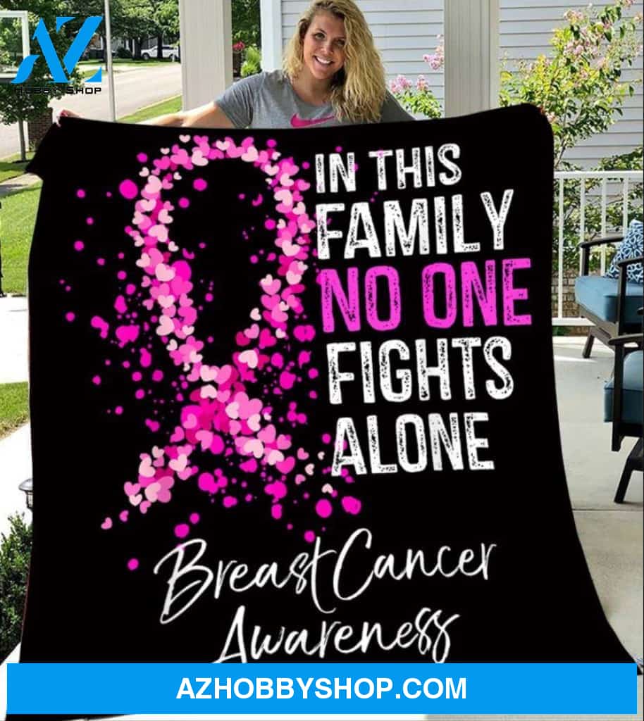 No One Fights Alone Breast Cancer Awareness Gift Fleece Blanket