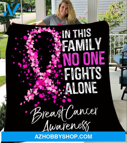 No One Fights Alone Breast Cancer Awareness Gift Fleece Blanket