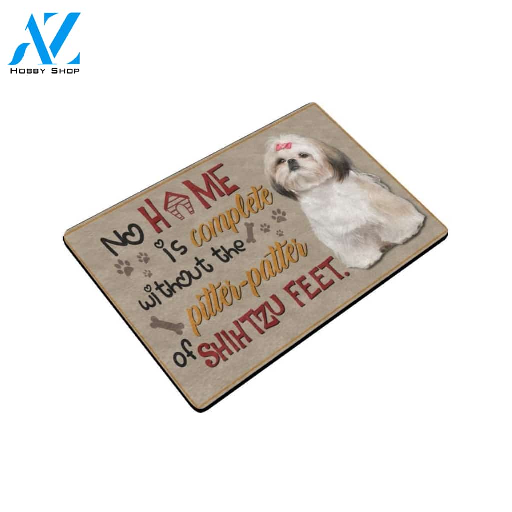 No Pitter Patter Of Shih Tzu Feet Printed Doormat Home Decor Gift For Dog Lovers