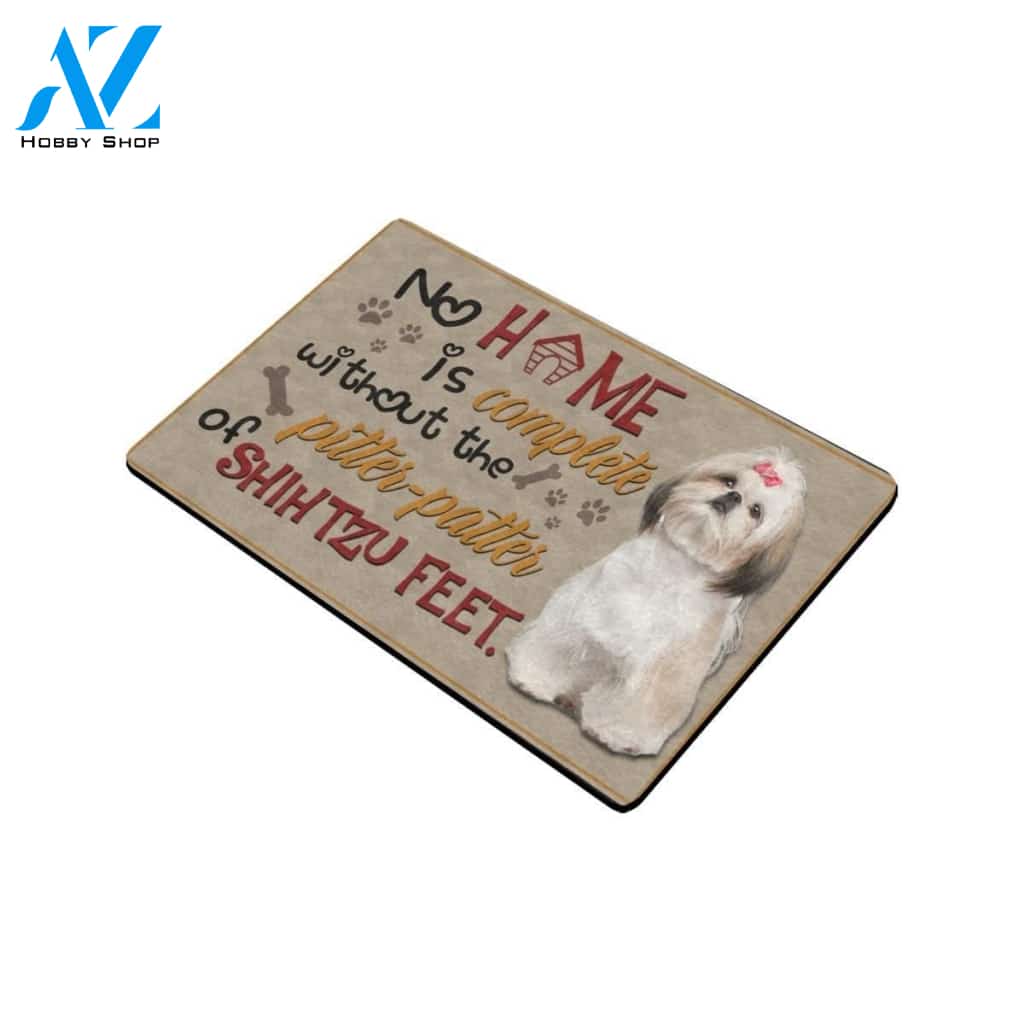 No Pitter Patter Of Shih Tzu Feet Printed Doormat Home Decor Gift For Dog Lovers