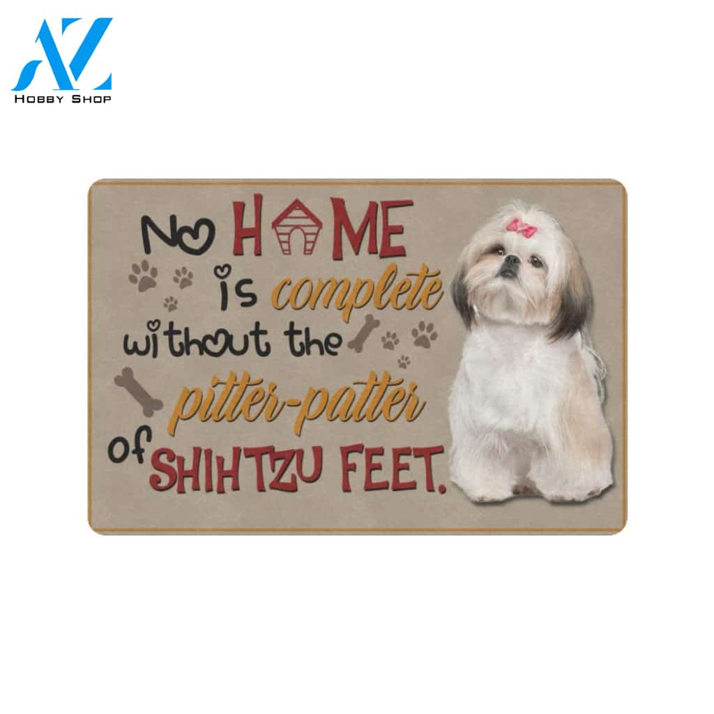 No Pitter Patter Of Shih Tzu Feet Printed Doormat Home Decor Gift For Dog Lovers