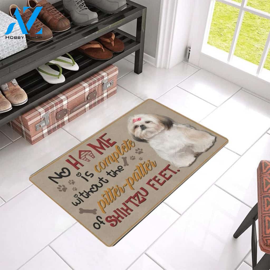 No Pitter Patter Of Shih Tzu Feet Printed Doormat Home Decor Gift For Dog Lovers
