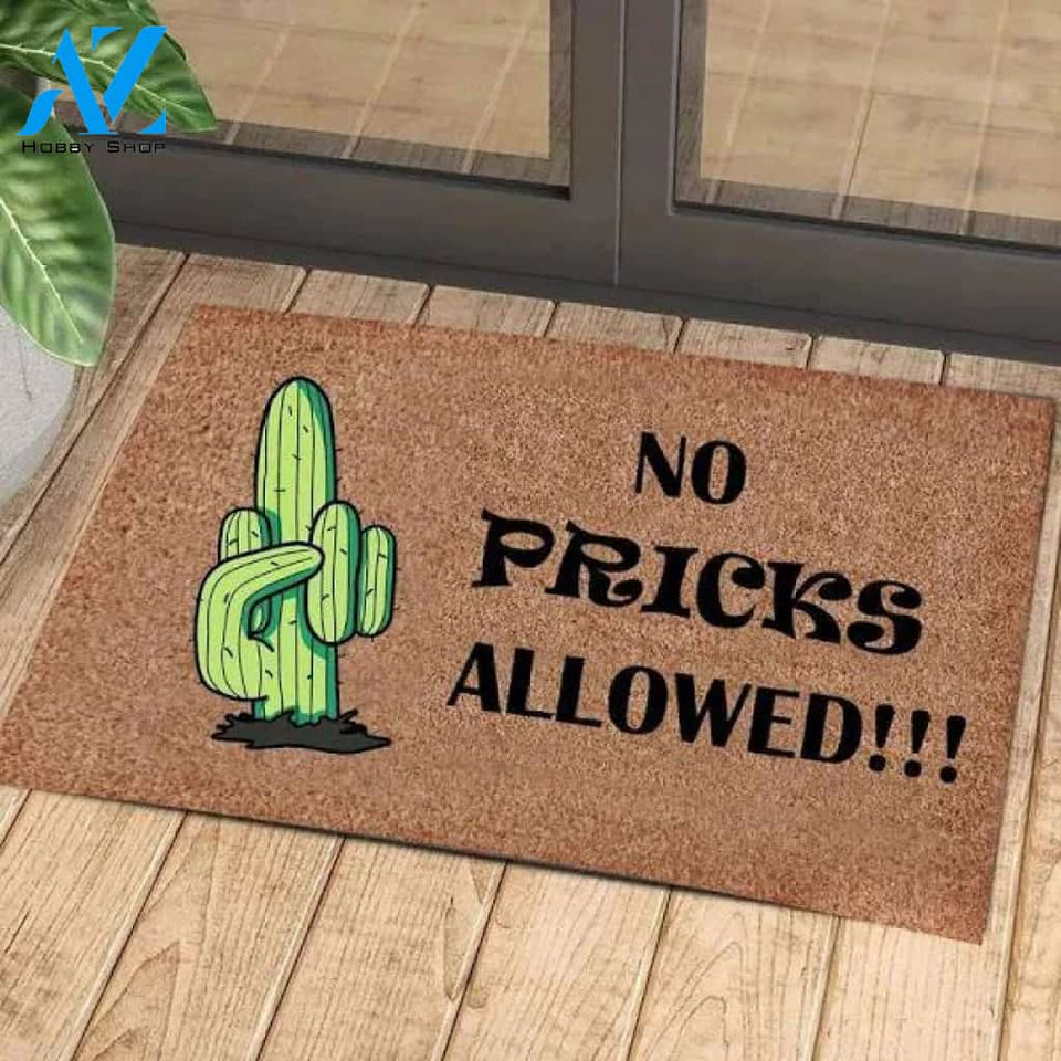 No Pricks Allowed Alone Cactus Flower Doormat Indoor And Outdoor Mat Entrance Rug Sweet Home Decor Closing Gift Gift For Friend Family Flower Lovers Gift Idea