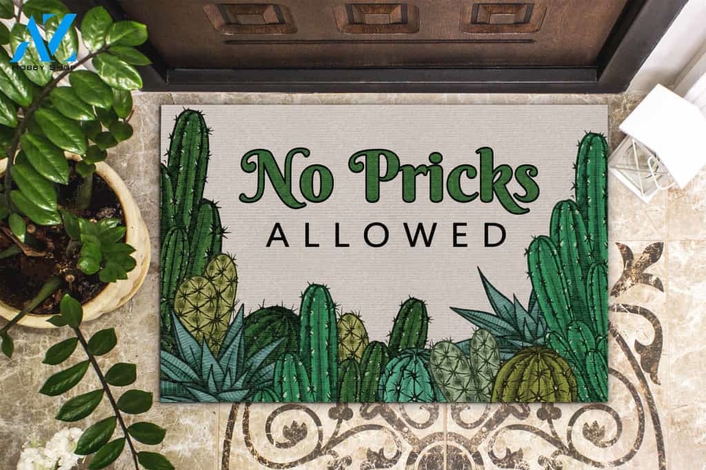 No Pricks Allowed Cactus Doormat Welcome Mat House Warming Gift Home Decor Funny Doormat Gift Idea