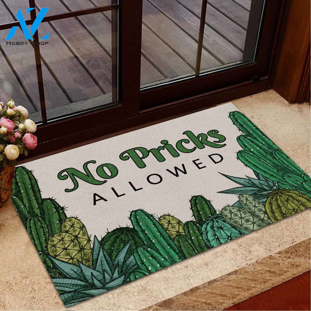 No Pricks Allowed Cactus Doormat Welcome Mat House Warming Gift Home Decor Funny Doormat Gift Idea