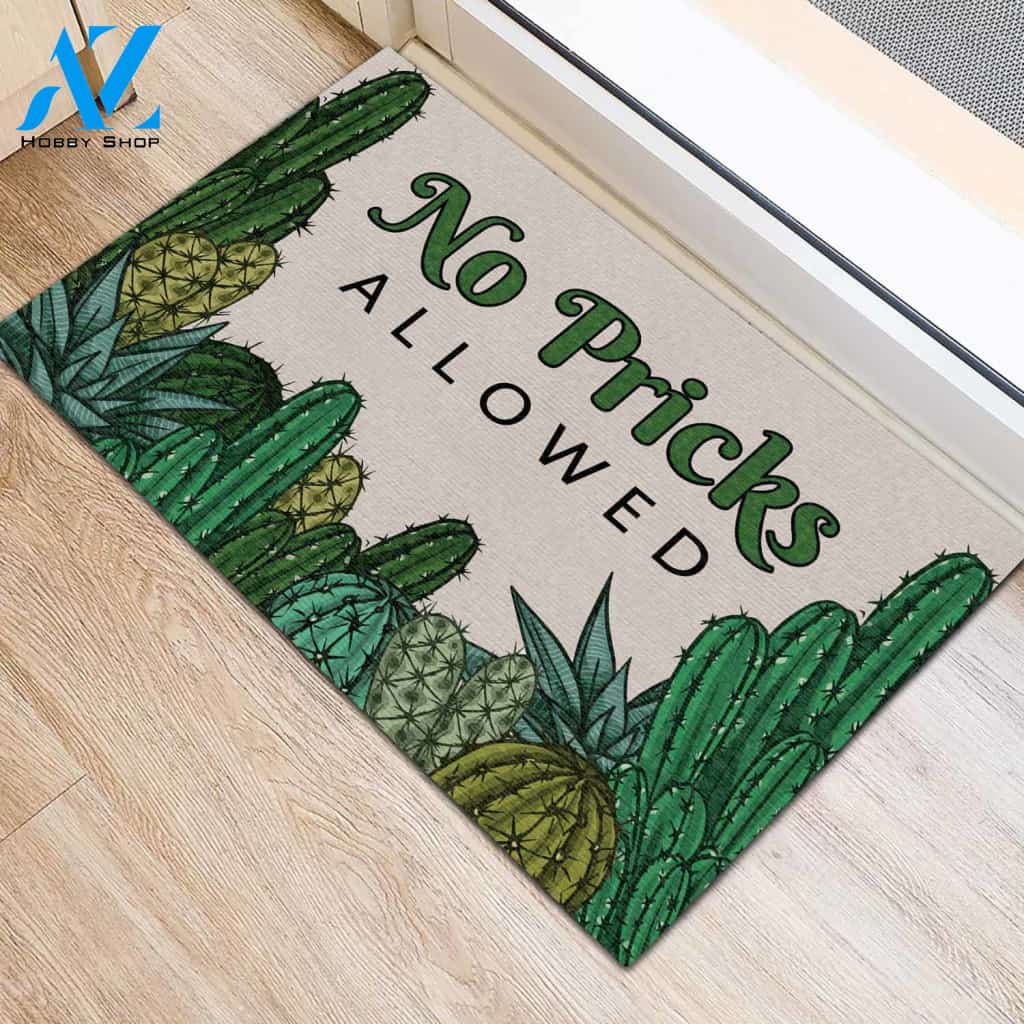 No Pricks Allowed Cactus Doormat Welcome Mat House Warming Gift Home Decor Funny Doormat Gift Idea