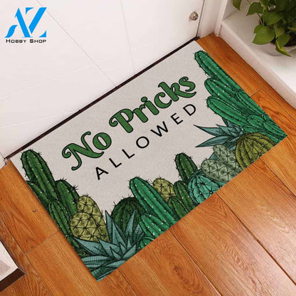 No Pricks Allowed Cactus Doormat Welcome Mat House Warming Gift Home Decor Funny Doormat Gift Idea