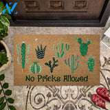 No Pricks Allowed - Cactus Coir Pattern Print Doormat