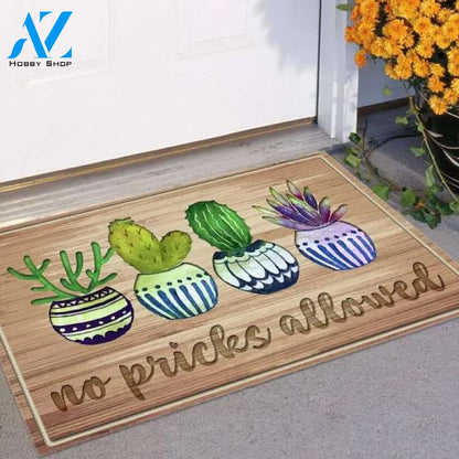 No Pricks Allowed Four Cactus Pots Flower Doormat Indoor And Outdoor Mat Entrance Rug Sweet Home Decor Closing Gift Gift For Friend Family Flower Lovers Gift Idea