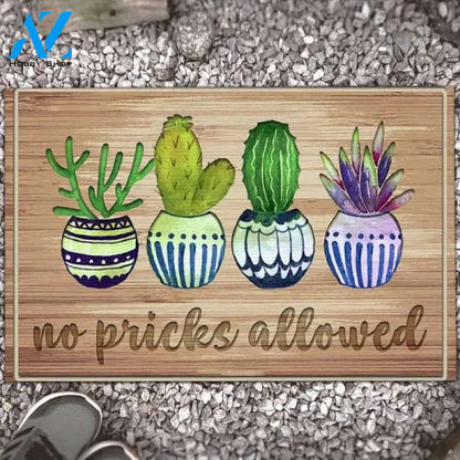 No Pricks Allowed Four Cactus Pots Flower Doormat Indoor And Outdoor Mat Entrance Rug Sweet Home Decor Closing Gift Gift For Friend Family Flower Lovers Gift Idea