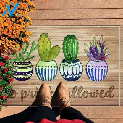 No Pricks Allowed Four Cactus Pots Flower Doormat Indoor And Outdoor Mat Entrance Rug Sweet Home Decor Closing Gift Gift For Friend Family Flower Lovers Gift Idea
