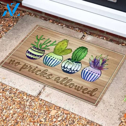 No Pricks Allowed Four Cactus Pots Flower Doormat Indoor And Outdoor Mat Entrance Rug Sweet Home Decor Closing Gift Gift For Friend Family Flower Lovers Gift Idea