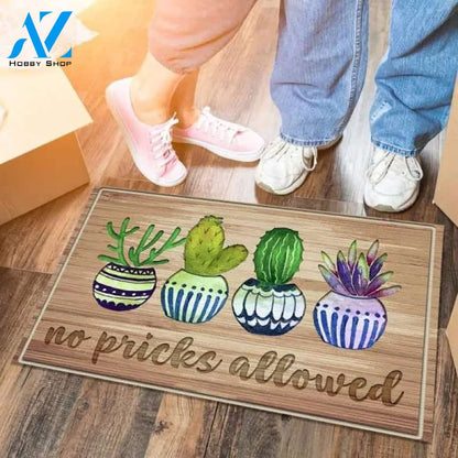 No Pricks Allowed Four Cactus Pots Flower Doormat Indoor And Outdoor Mat Entrance Rug Sweet Home Decor Closing Gift Gift For Friend Family Flower Lovers Gift Idea