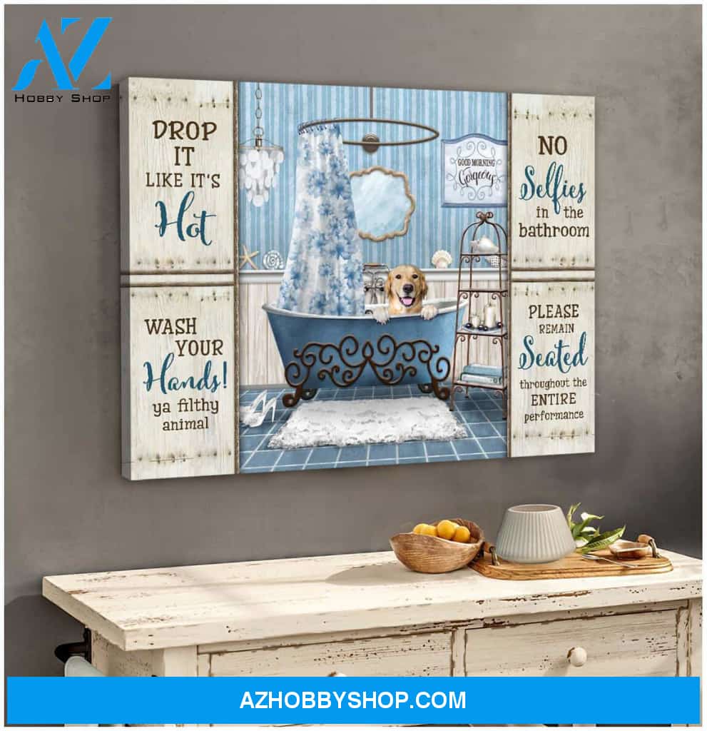 No selfies Bathroom Labrador Retriever Canvas Wall Art Decor