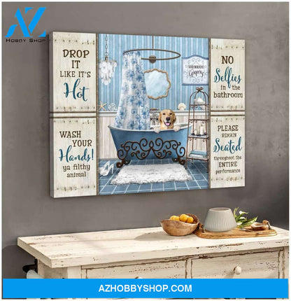 No selfies Bathroom Labrador Retriever Canvas Wall Art Decor
