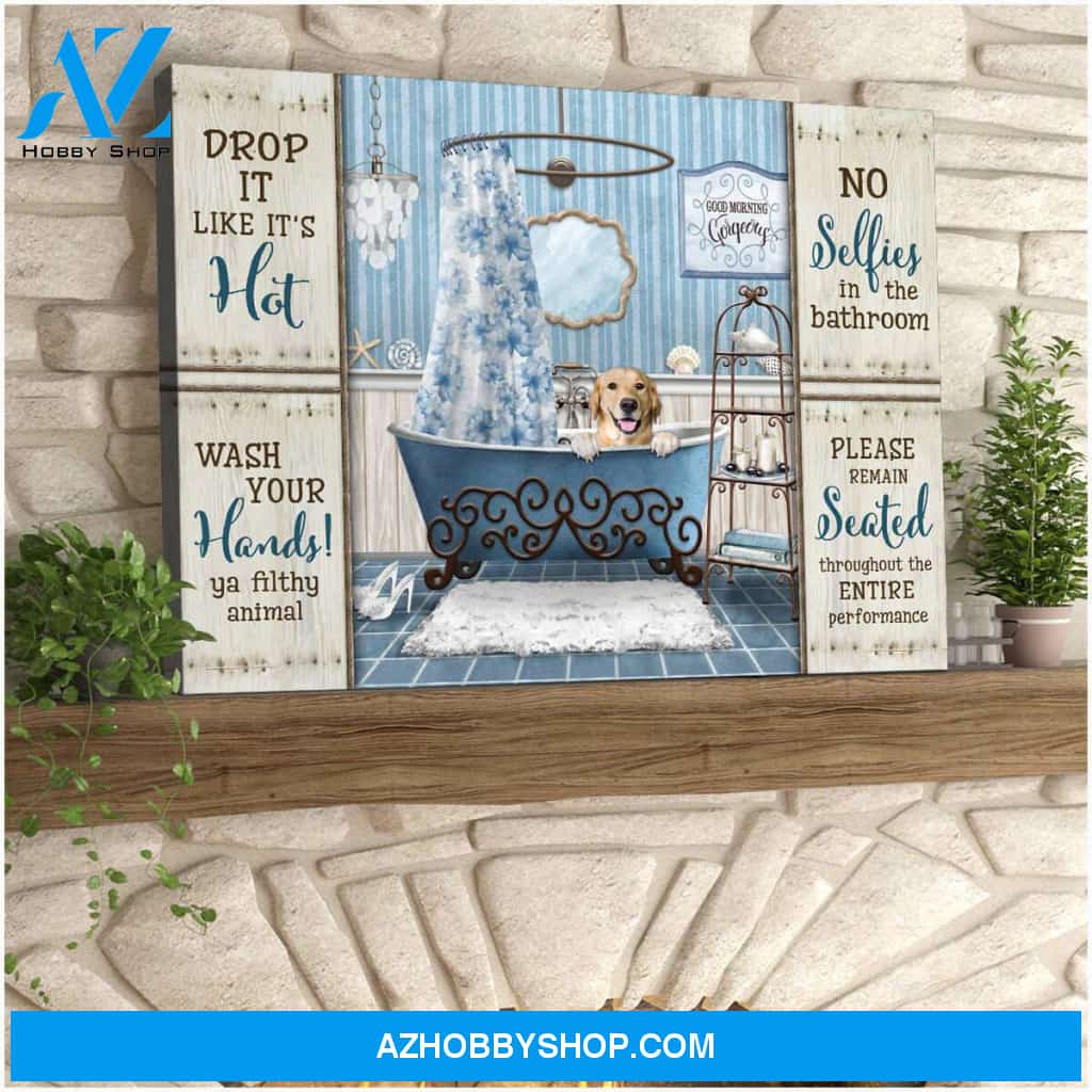 No selfies Bathroom Labrador Retriever Canvas Wall Art Decor