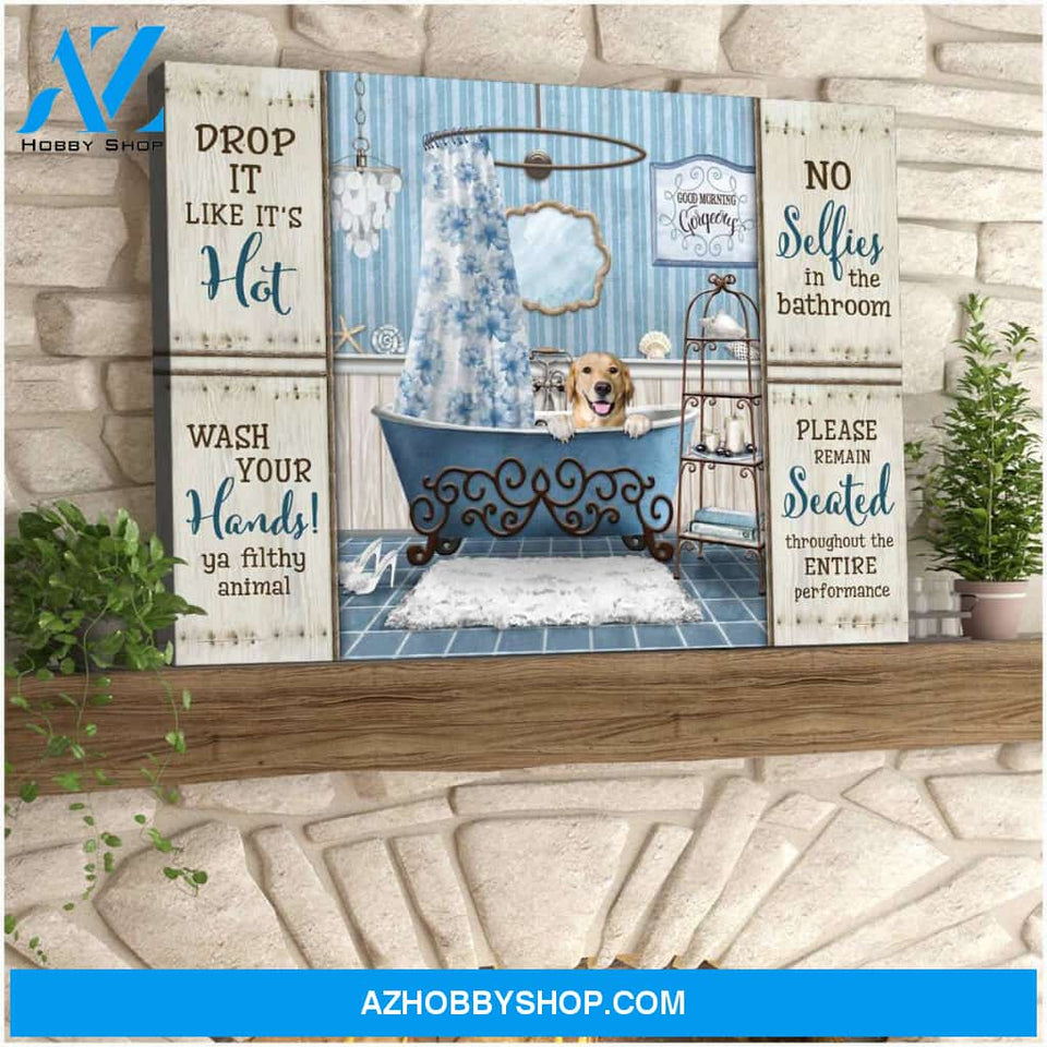 No selfies Bathroom Labrador Retriever Canvas Wall Art Decor
