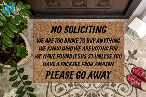 No Soliciting Please Go Away Funny Indoor And Outdoor Doormat Warm House Gift Welcome Mat Birthday Gift For Friend Family
