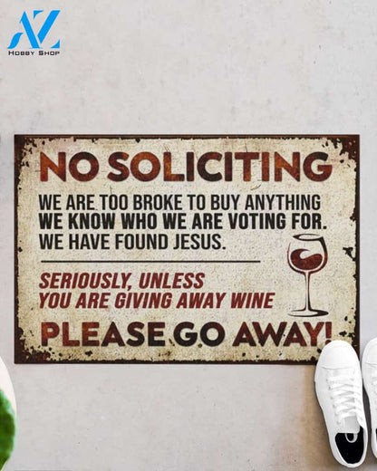 No Soliciting Unless You Are Giving Away Wine Funny Doormat Gift For Wine Lovers Birthday Gift Home Decor Warm House Gift Welcome Mat