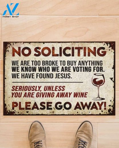 No Soliciting Unless You Are Giving Away Wine Funny Doormat Gift For Wine Lovers Birthday Gift Home Decor Warm House Gift Welcome Mat
