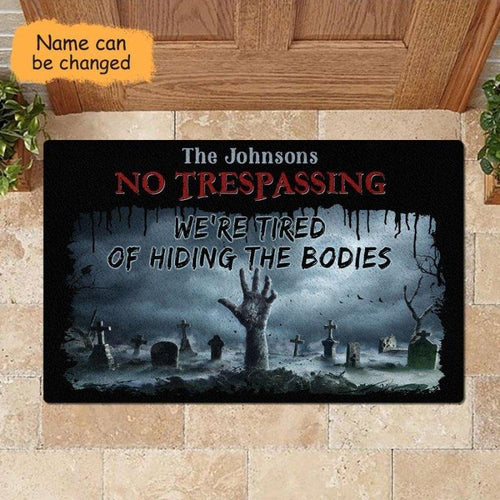 No Trespassing Personalized Halloween Doormat