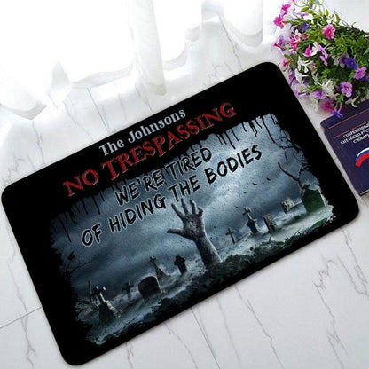 No Trespassing Personalized Halloween Doormat