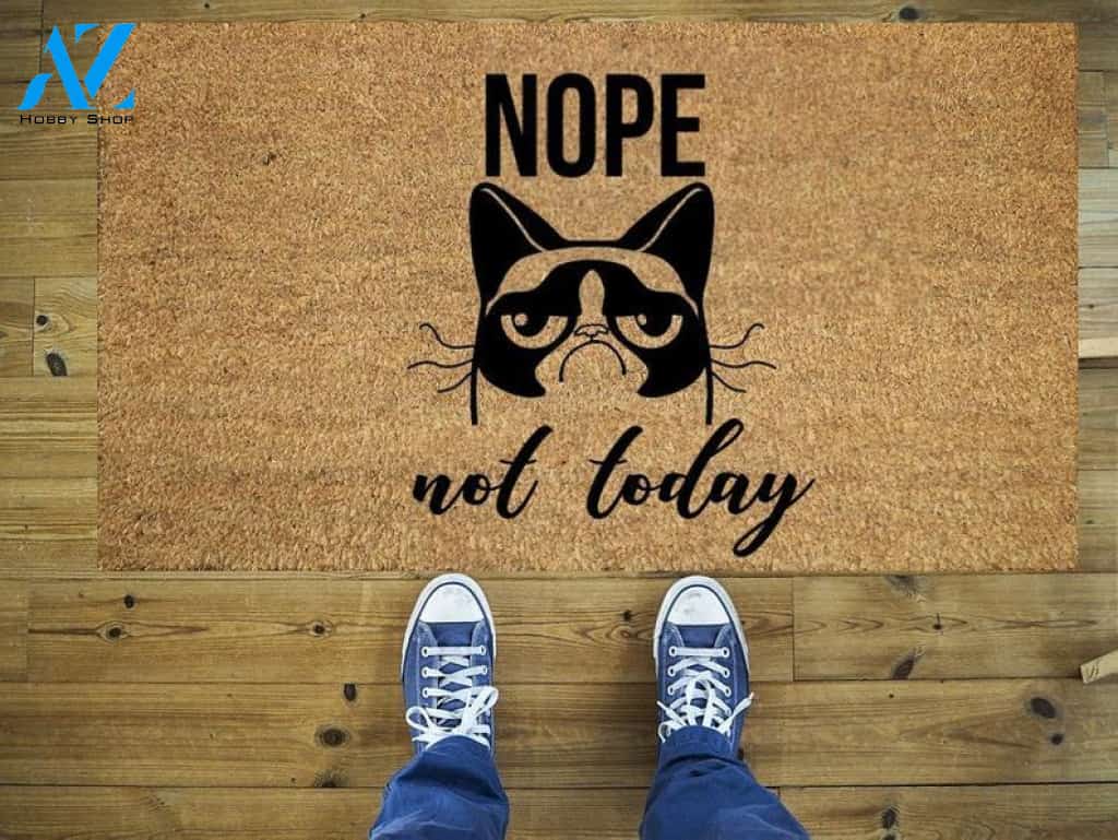 Nope,not today, Funny doormat, Coco doormat, Coir doormat, Welcome doormat, Door mat, Cat door mat, Cat