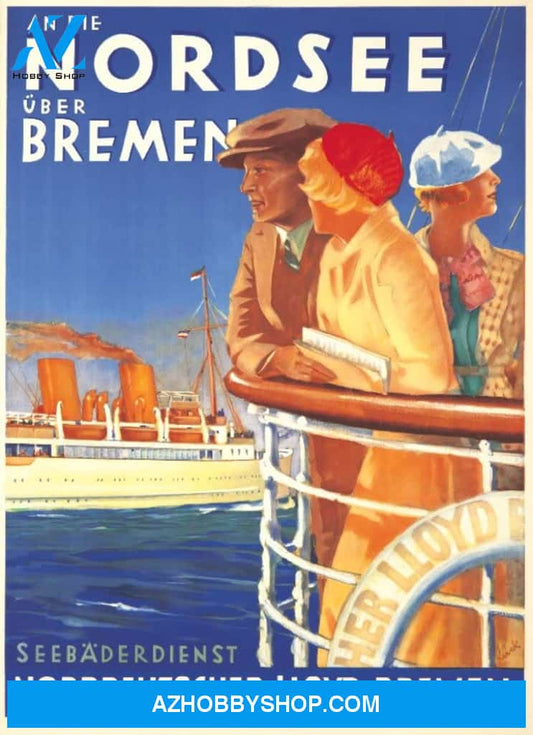 Norddeutscher Lloyd Bremen Nordsee Vintage Poster Germany C. 1933