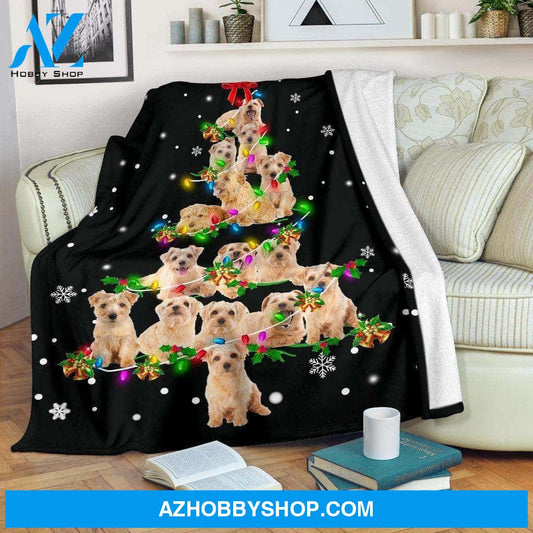 Norfolk Terrier Dog Christmas Tree Funny Noel Blanket Gift For Dog Lovers Birthday Gift Home Decor Bedding Couch Sofa Soft and Comfy Cozy