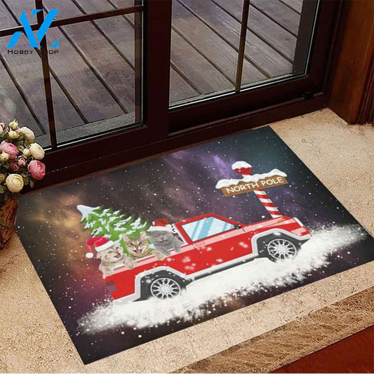 North Pole Cats Merry Christmas Doormat Welcome Mat Housewarming Gift Home Decor Funny Doormat Gift For Cat Lovers Gift For Christmas