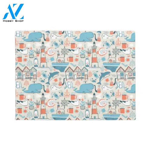 North Sea Cute Doodle Pattern Doormat Warm House Gift Welcome Mat Gift For Friend Family