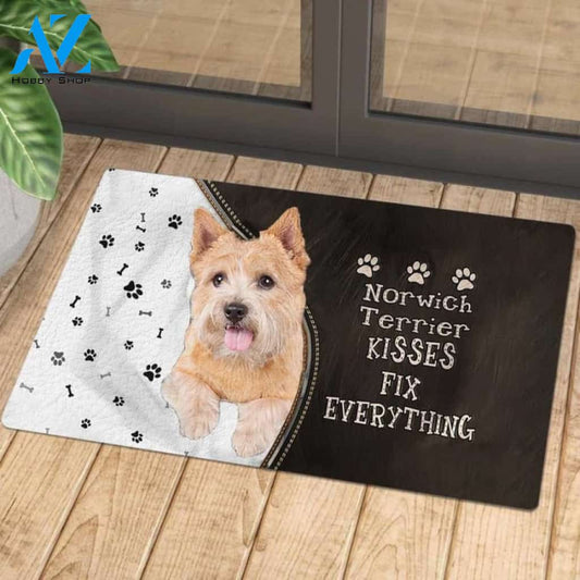 Norwich Terrier Kisses Fix Everything Doormat