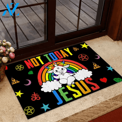 Not Today Jesus Satan Doormat | Welcome Mat | House Warming Gift