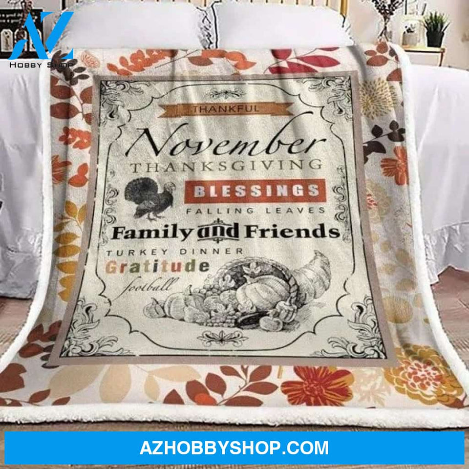 November Thanksgiving Blessings Fleece Blanket Gift For People Home Decor Bedding Couch Sofa Soft And Comfy Cozy