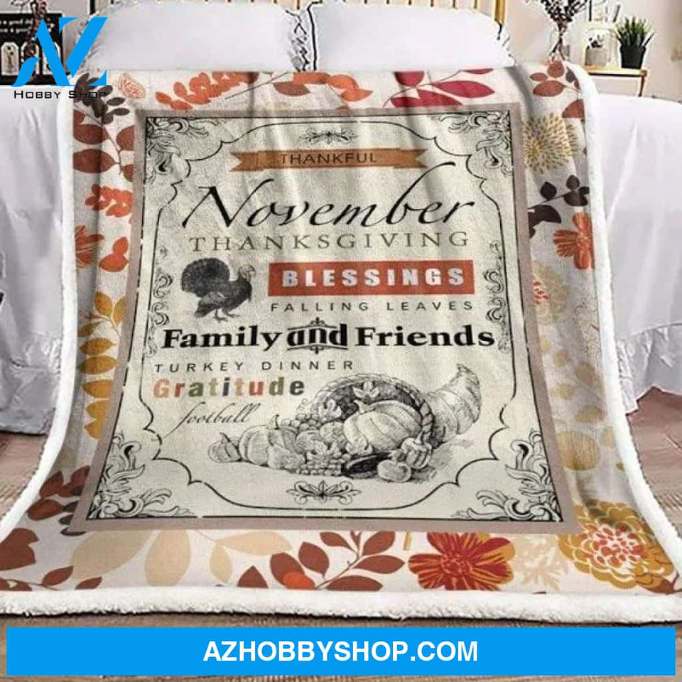 November Thanksgiving Blessings Fleece Blanket Gift For People Home Decor Bedding Couch Sofa Soft And Comfy Cozy