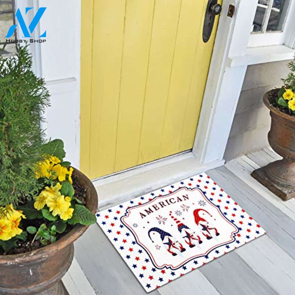 Nuanchu Patriotic Welcome Doormat American Flag Stars Gnomes Door Mat Welcome Mat House Warming Gift Home Decor Funny Doormat Gift Idea