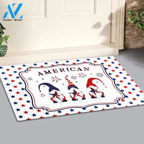 Nuanchu Patriotic Welcome Doormat American Flag Stars Gnomes Door Mat Welcome Mat House Warming Gift Home Decor Funny Doormat Gift Idea