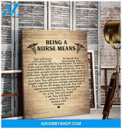 Nurse Being A Nurse Means Canvas Wall Art, Wall Decor Visual Art