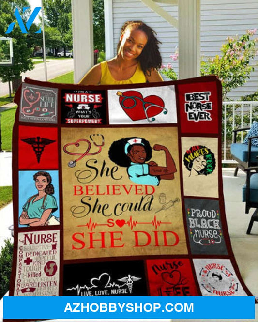 Nurse Blanket, Black Nurse She Believed She Could She Did