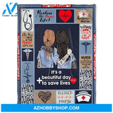 Nurse Blanket, Fleece Blankets,It's A Beautiful Day To Save Lives.Gift For Friend Family Home Decor Bedding Couch Sofa Soft and Comfy Cozy